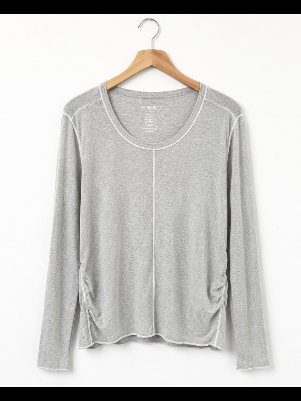 Natural Life NWT Gray Long Sleeve Ruched Knit Top Women's Small - Picture 2 of 2
